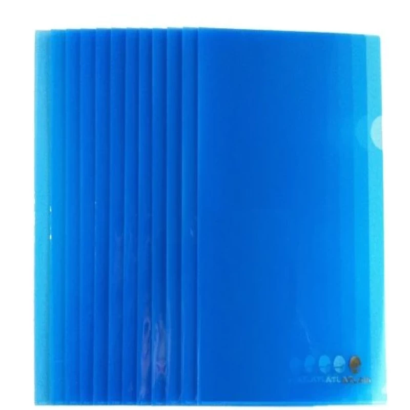 L- Folder F-S Blue Atlas Clear 12-Pack,Blue