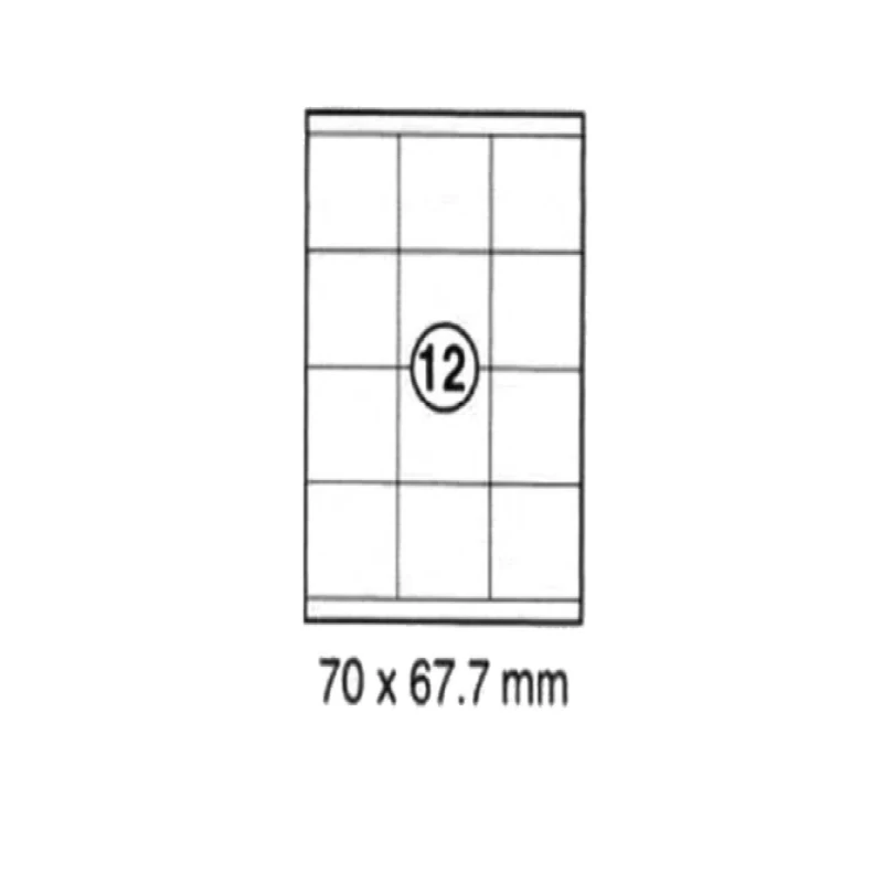 Xellent 12 Label/sheets, 70 x67.7mm 100sheets/pack