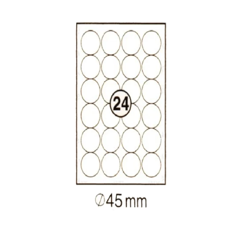 Xellent 24 Round Label/sheets, 45mm 100sheets/pack