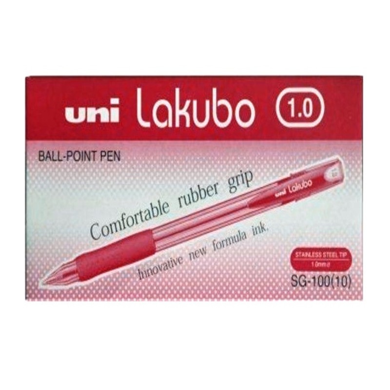 UNI Lakubo Ballpoint Pen 0.7mm, Red, 12/pkt